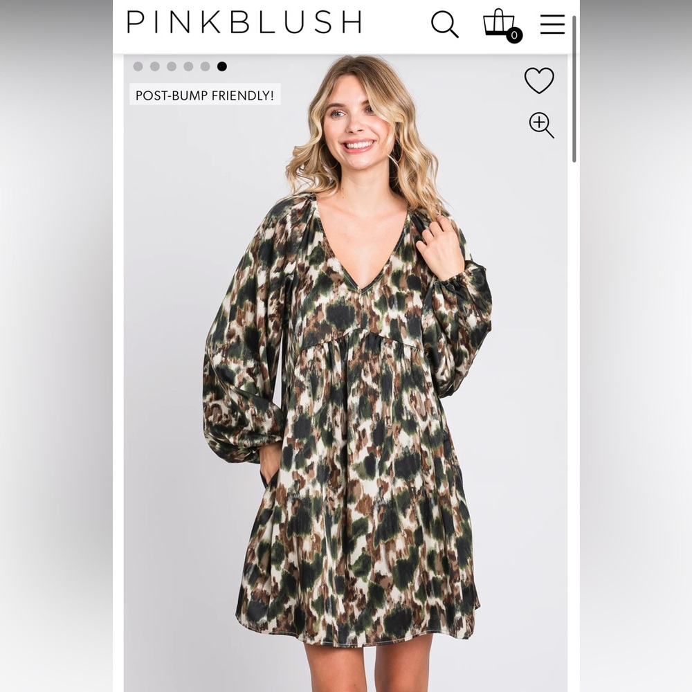 PinkBlush Maternity Olive Printed Long Sleeve Dress